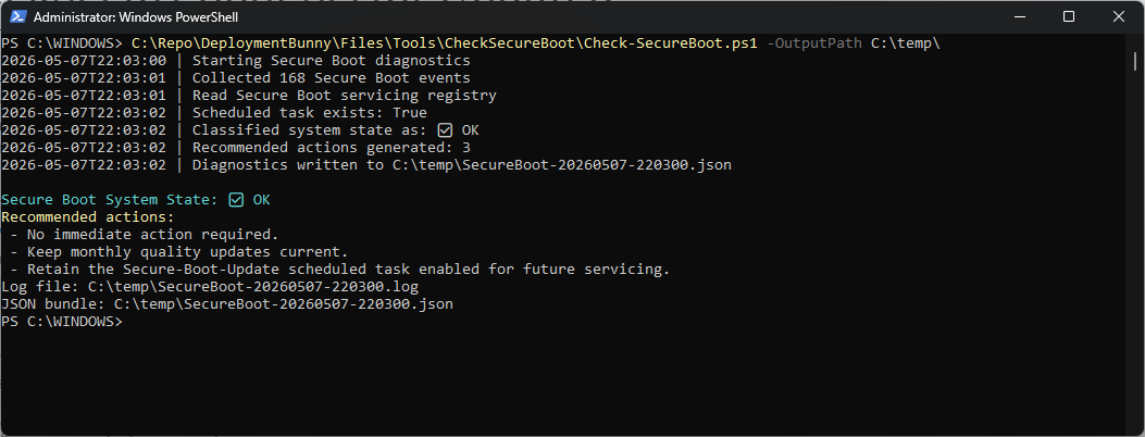 Check-SecureBoot.ps1 – Script Updated – The Deployment Bunny